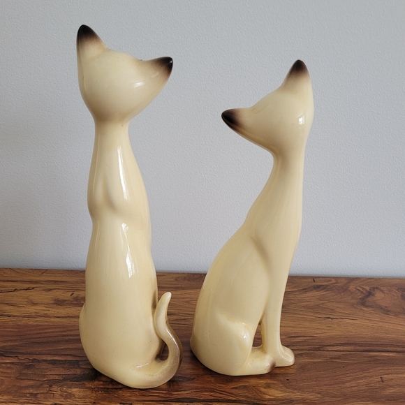 Vintage Ceramic Siamese Cat Figurines Japan Set Of 2 - Picture 8 of 12